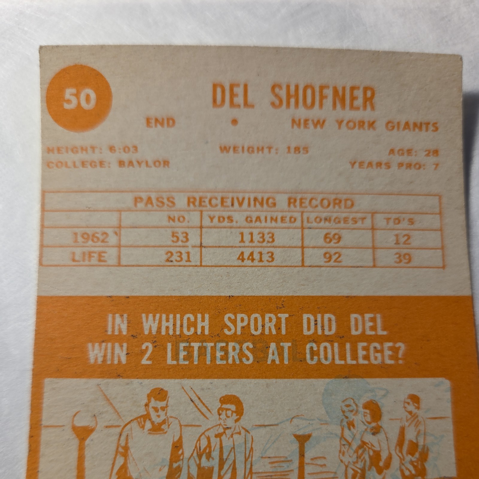 1963 Topps – Del Shofner #50 B1