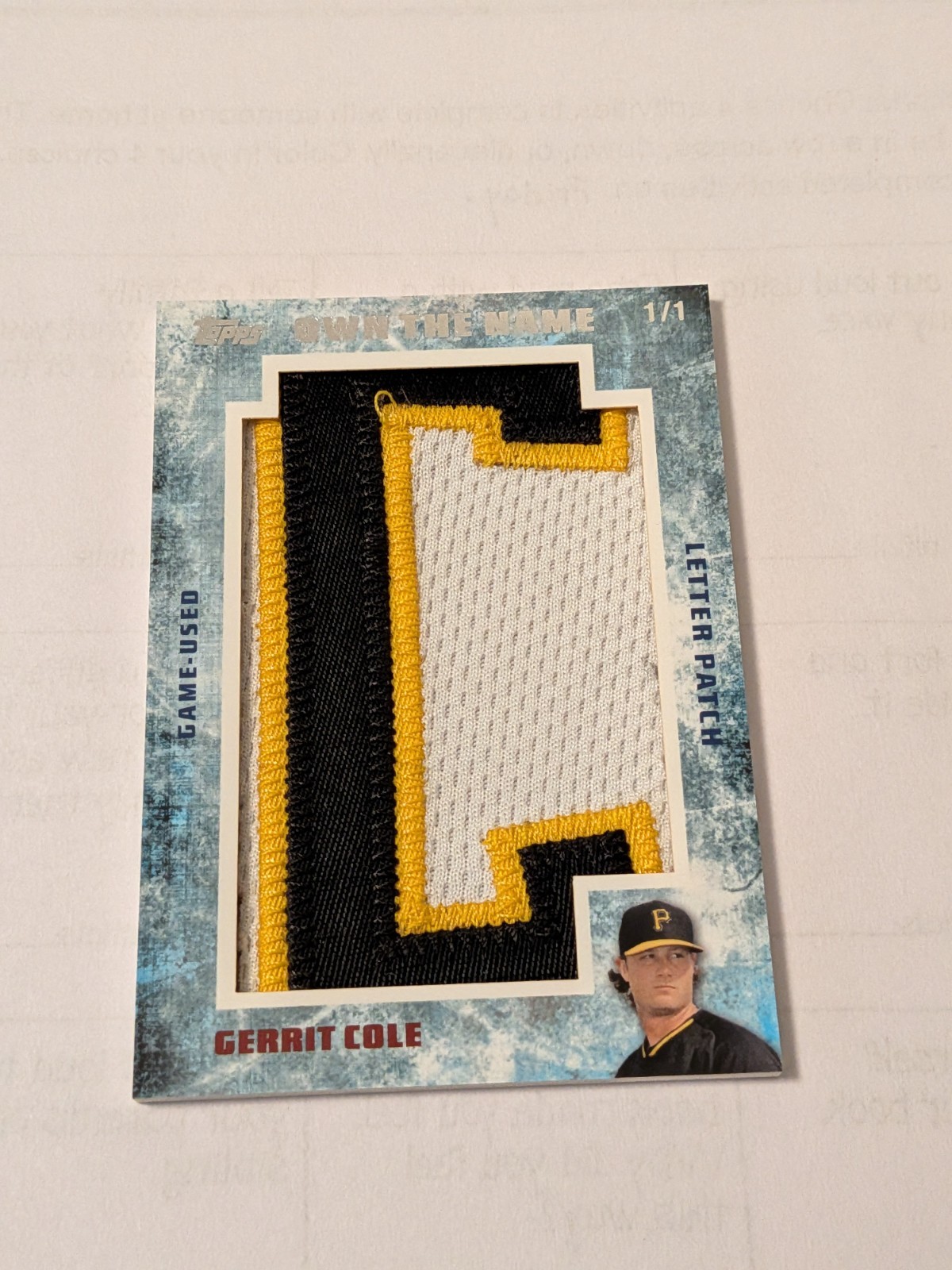2015 Topps Own the Name Letter Patch “C” – Gerrit Cole – Pirates 1/1