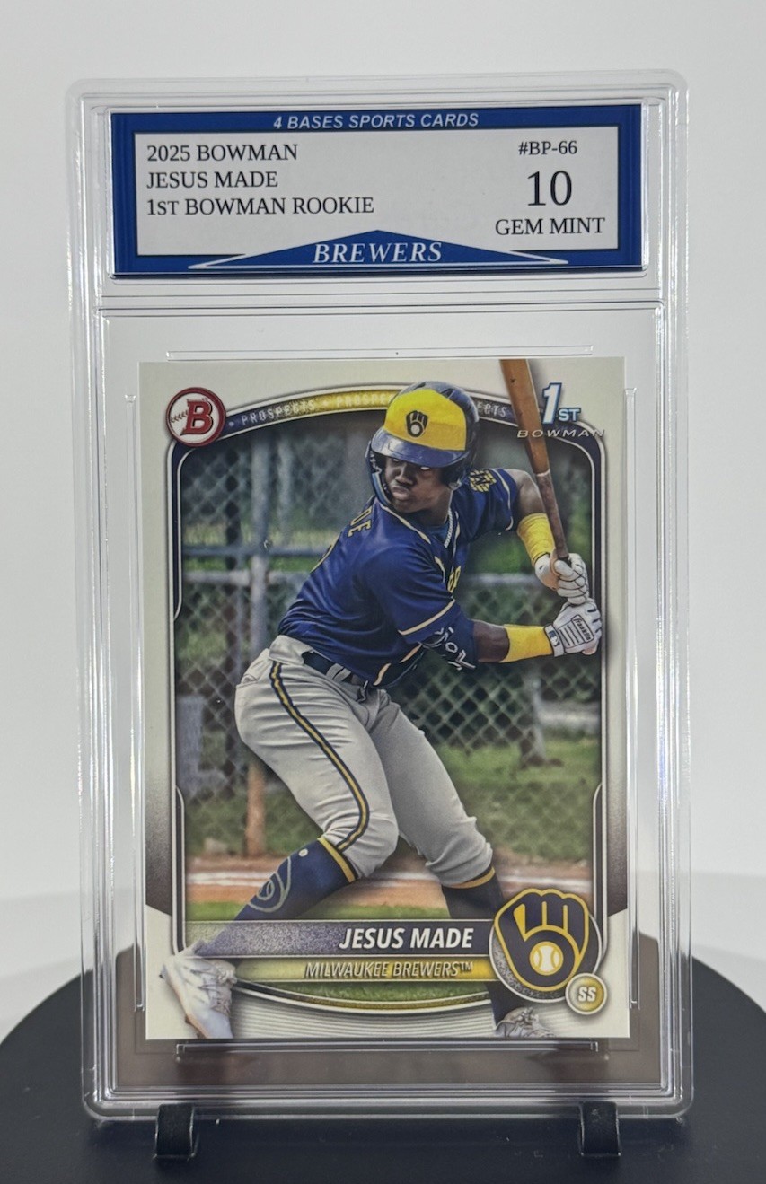 2025 Bowman Jesus Made Brewers 1st Bowman Rookie Card #BP-66 Gem Mint 10