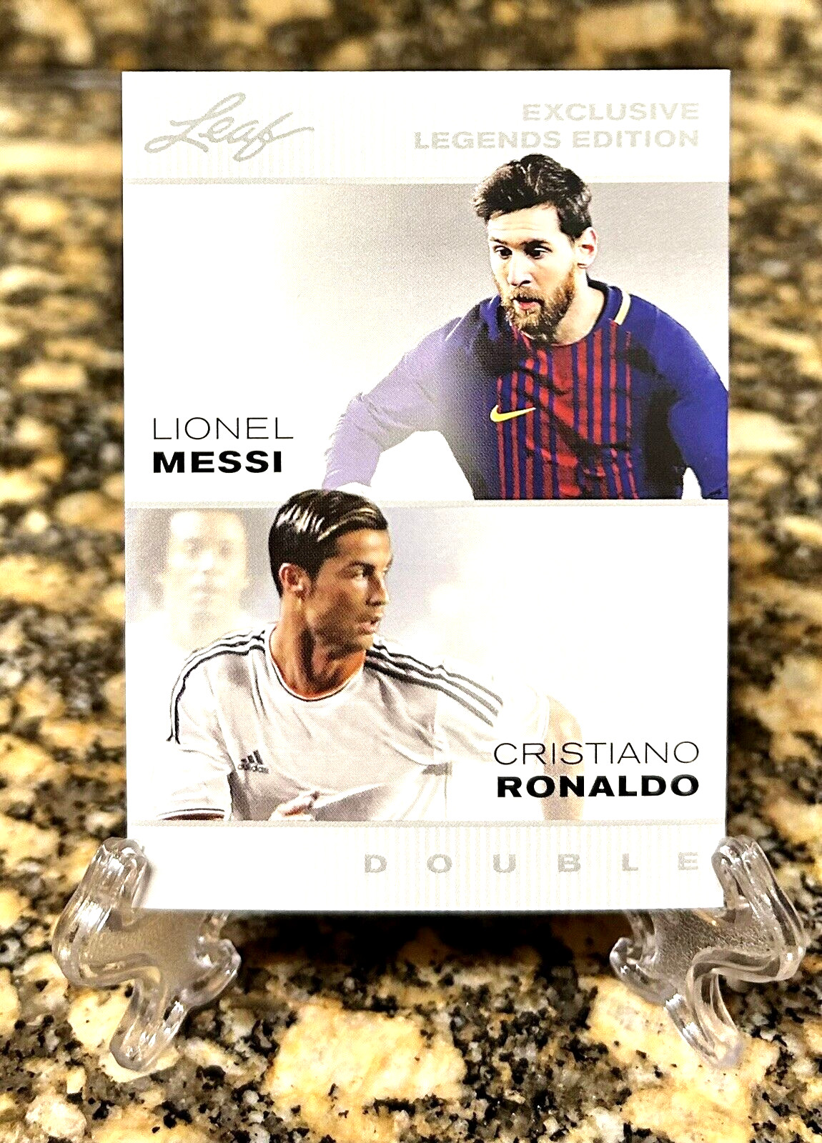 LIONEL MESSI & CRISTIANO RONALDO 2022 LEAF Double Exclusive Legends Edition Card