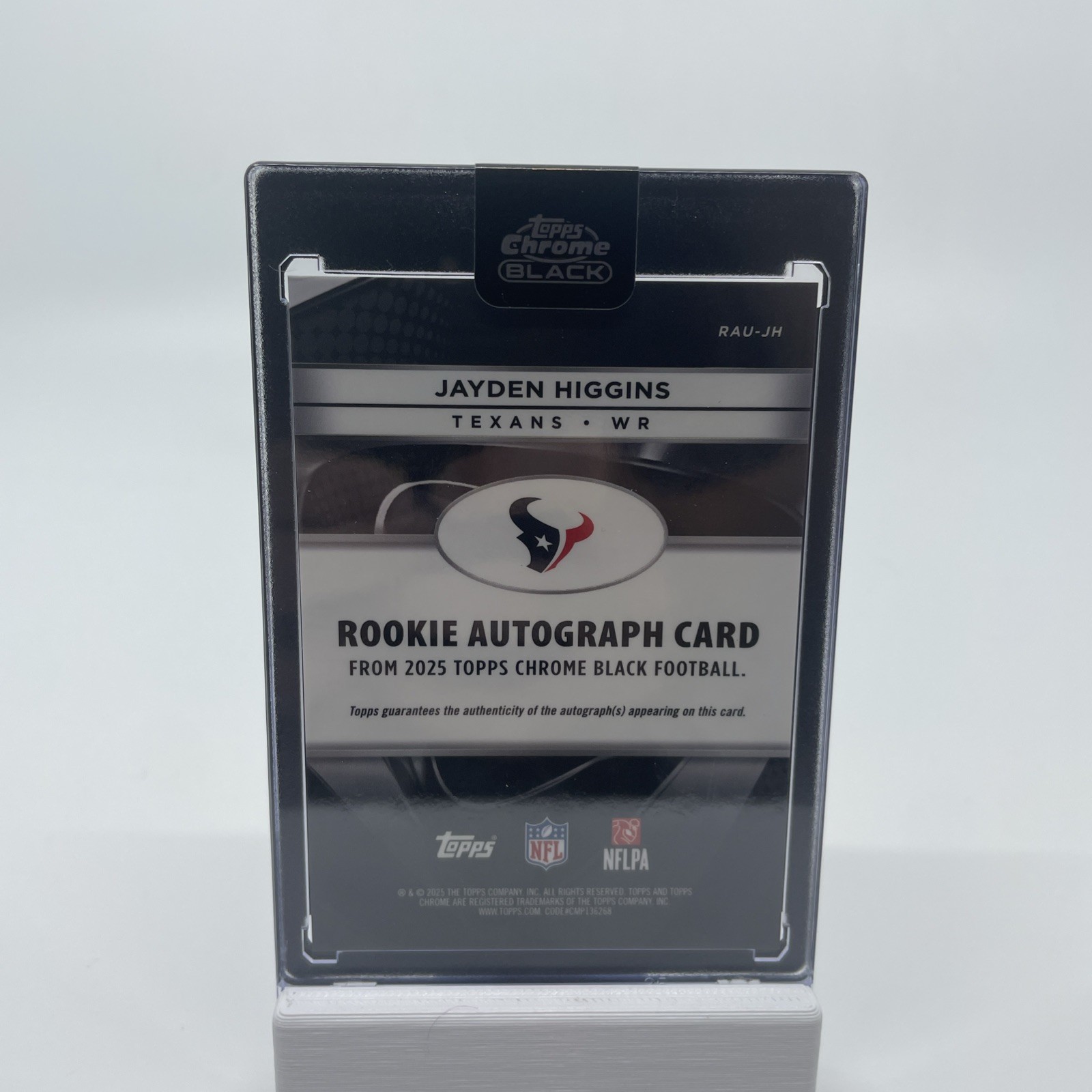 2025 Topps Chrome Black Jayden Higgins On Card Auto #RAU-JH Texans
