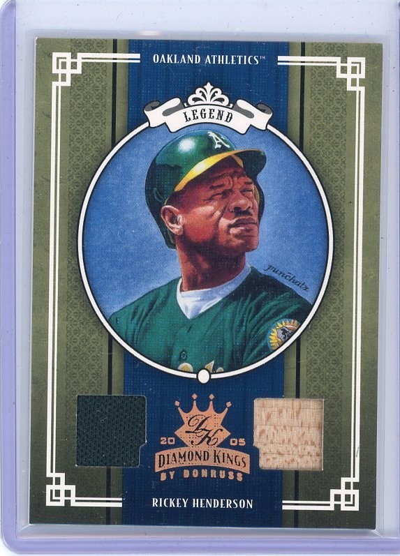 2005 Donruss Diamond Kings Rickey Henderson Dual Relic Legend /100 Oakland As T1