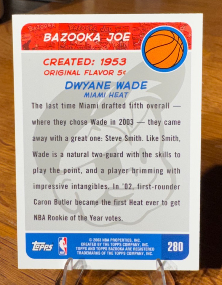 2003-04 TOPPS BAZOOKA BASKETBALL MIAMI HEAT DWAYNE WADE ROOKIE CARD RC HOF #280