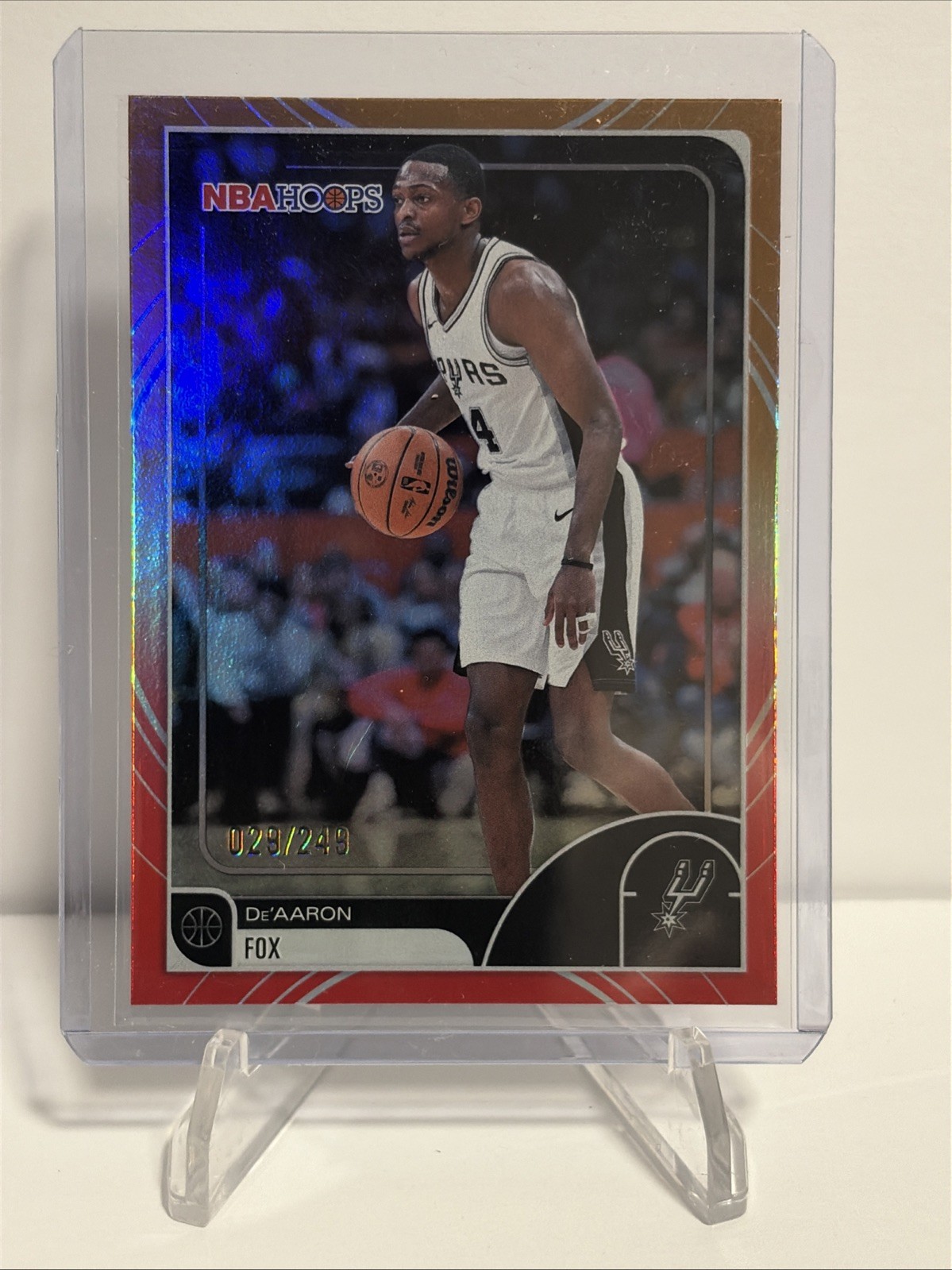 2026 Topps NBA Hoops De’Aaron Fox #18 Orange Holofoil Serial # San Antonio Spurs