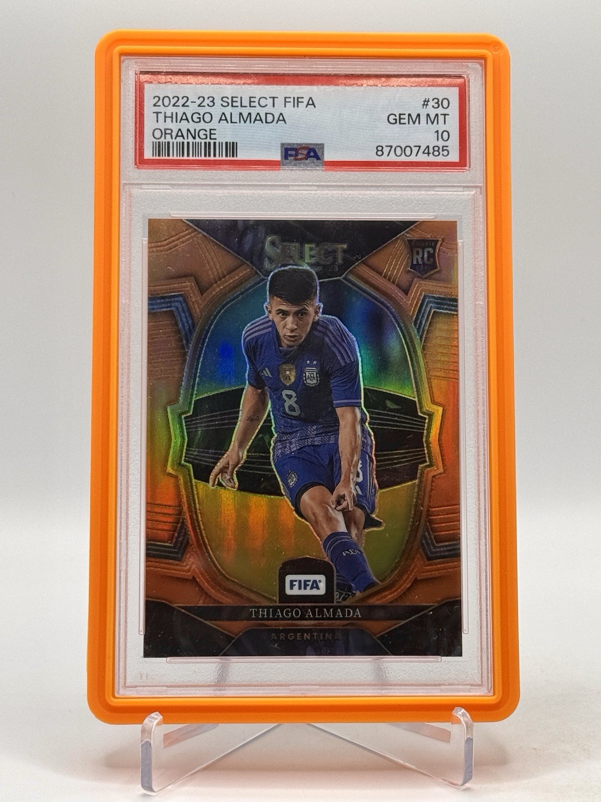 2022-23 Select FIFA Thiago Almada Orange /60 PSA 10 RC Argentina Rookie Pop 2