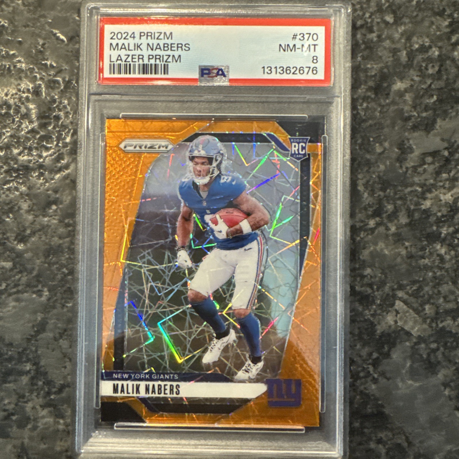 Malik Nabers PSA 8 Orange Disco SP (RC) 2024 Panini Prizm – New York Giants WR