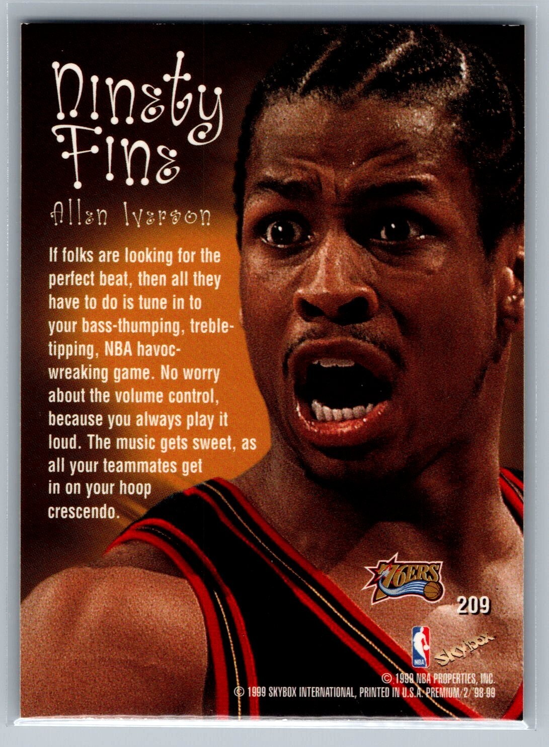 1998-99 Skybox Premium – #209 Allen Iverson – HOF NM *TEXCARDS*