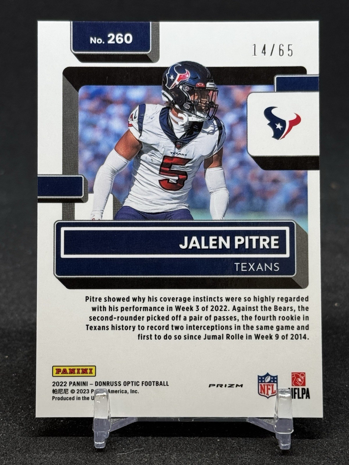 2022 Panini Donruss Optic Rated Rookie Jalen Pitre #260 /65 ELECTRICITY PRIZM