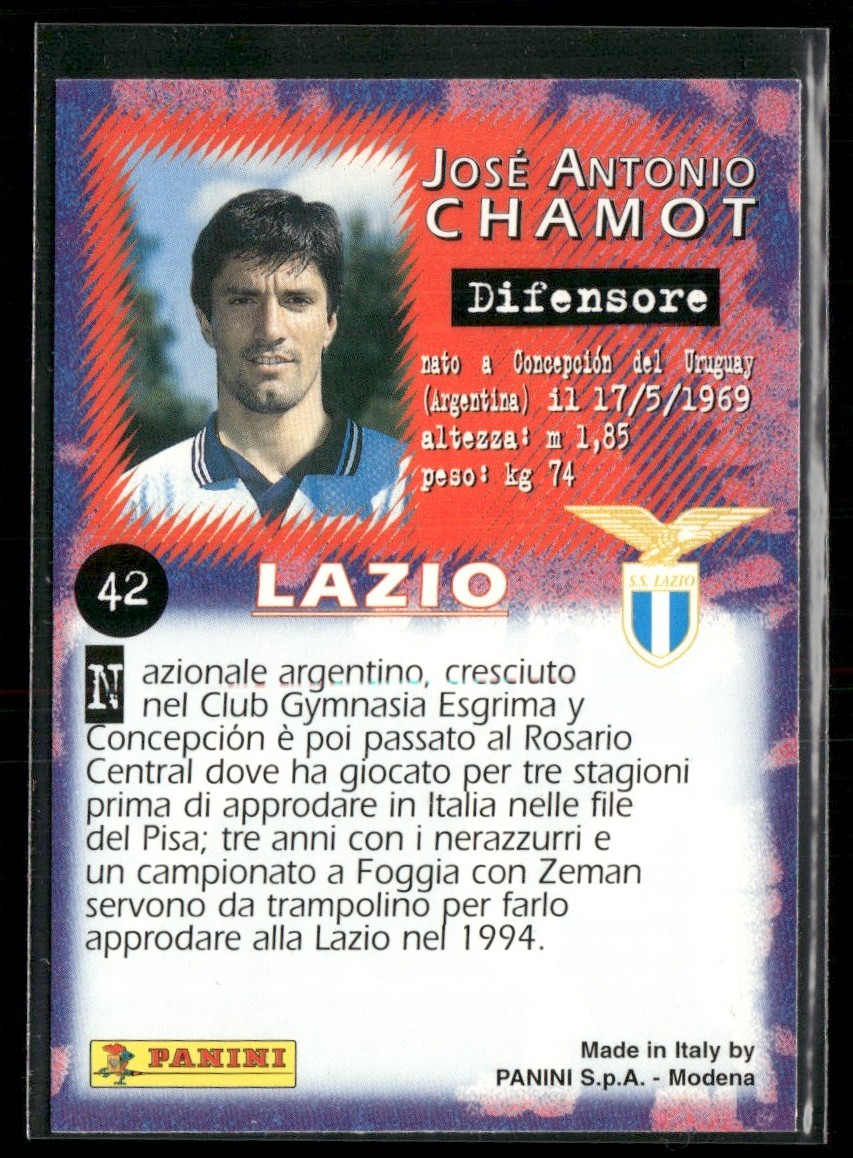 1996 Panini Calcio ’97 Jose Antonio Chamot Lazio #42