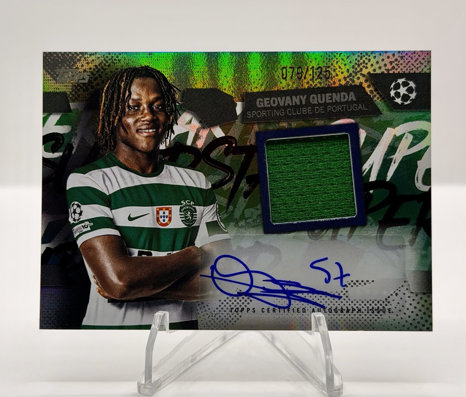 GEOVANY QUENDA Topps Flagship UEFA 2025-26 Green Patch Auto /125 Relic Sporting