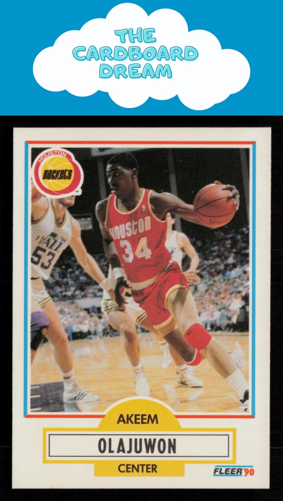 Akeem Olajuwon 1990-91 Fleer #73 HOF Houston Rockets Basketball Card