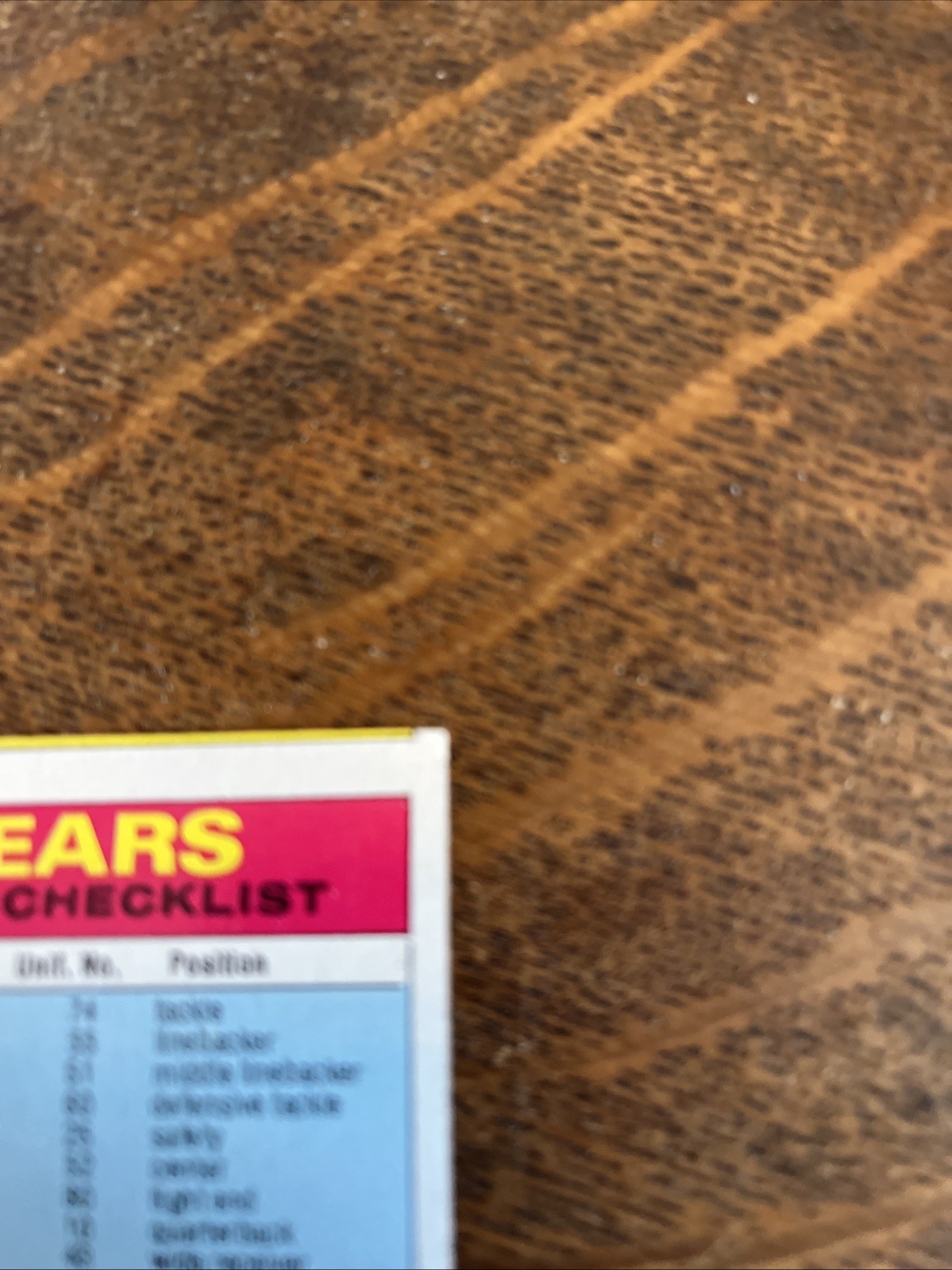 1974 TOPPS CHICAGO BEARS TEAM CHECKLIST UNMARKED VG
