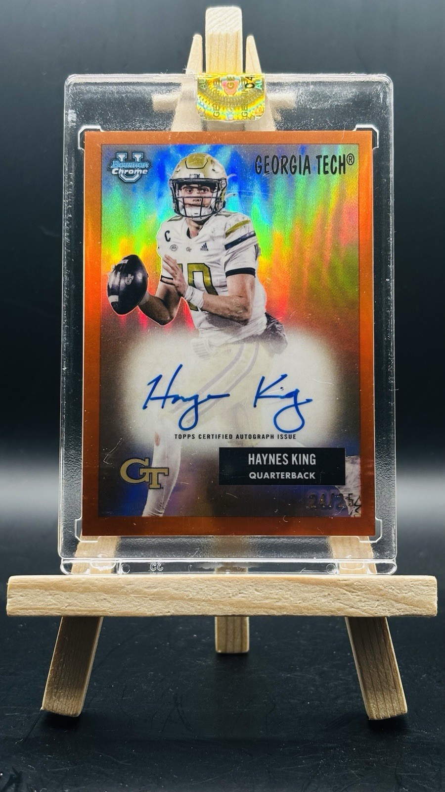 2025 Bowman U Chrome Haynes King 1955 /25 Orange Auto Georgia Tech On Card