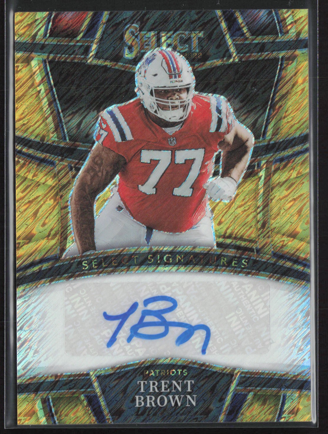 2022 Panini Select #SSP-TRB Trent Brown Gold Prizm Auto #/10