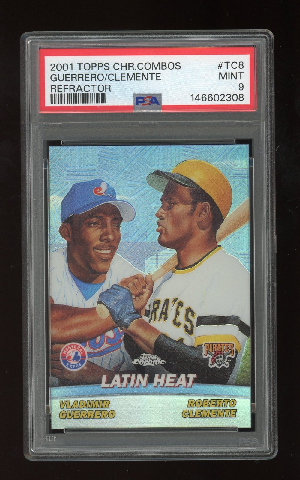 2001 Topps Chrome Latin Heat #TC8 Guerrero/Roberto Clemente Refractor PSA 9