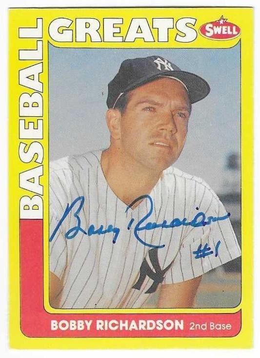 BOBBY RICHARDSON 1990 SWELL AUTOGRAPHED SIGNED # 75 NEW YORK YANKEES
