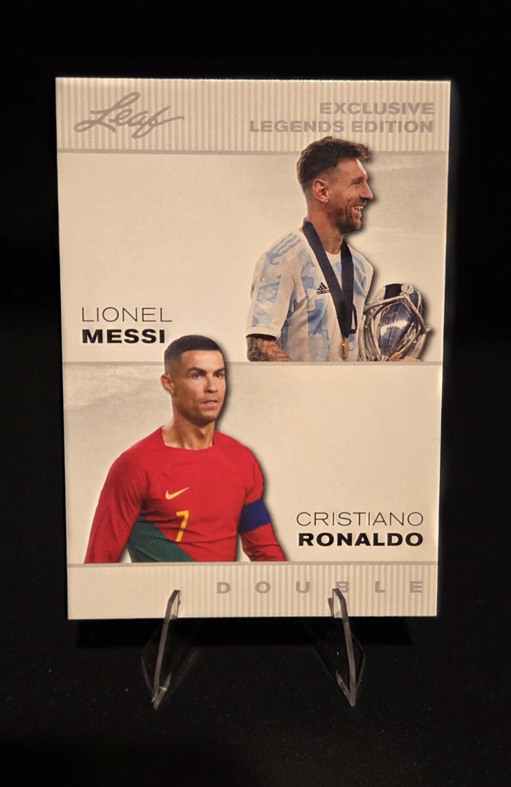 Lionel Messi Cristiano Ronaldo 2024 Leaf Double Soccer Card World Cup FIFA