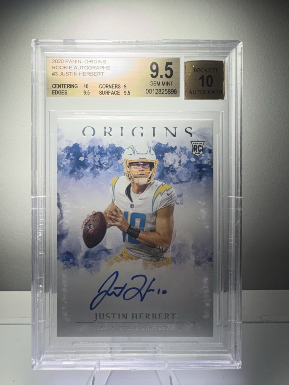 2020 PANINI ORIGINS RC AUTOS #RAJH JUSTIN HERBERT BGS 9.5