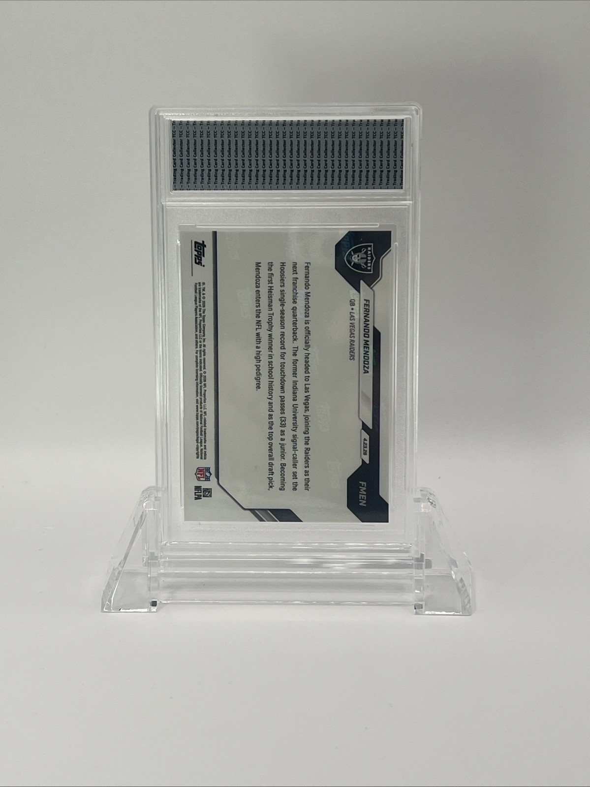 Presale 2026 Topps Now Fernando Mendoza NFL Draft #1 Pick TCC Graded Gem Mint 10