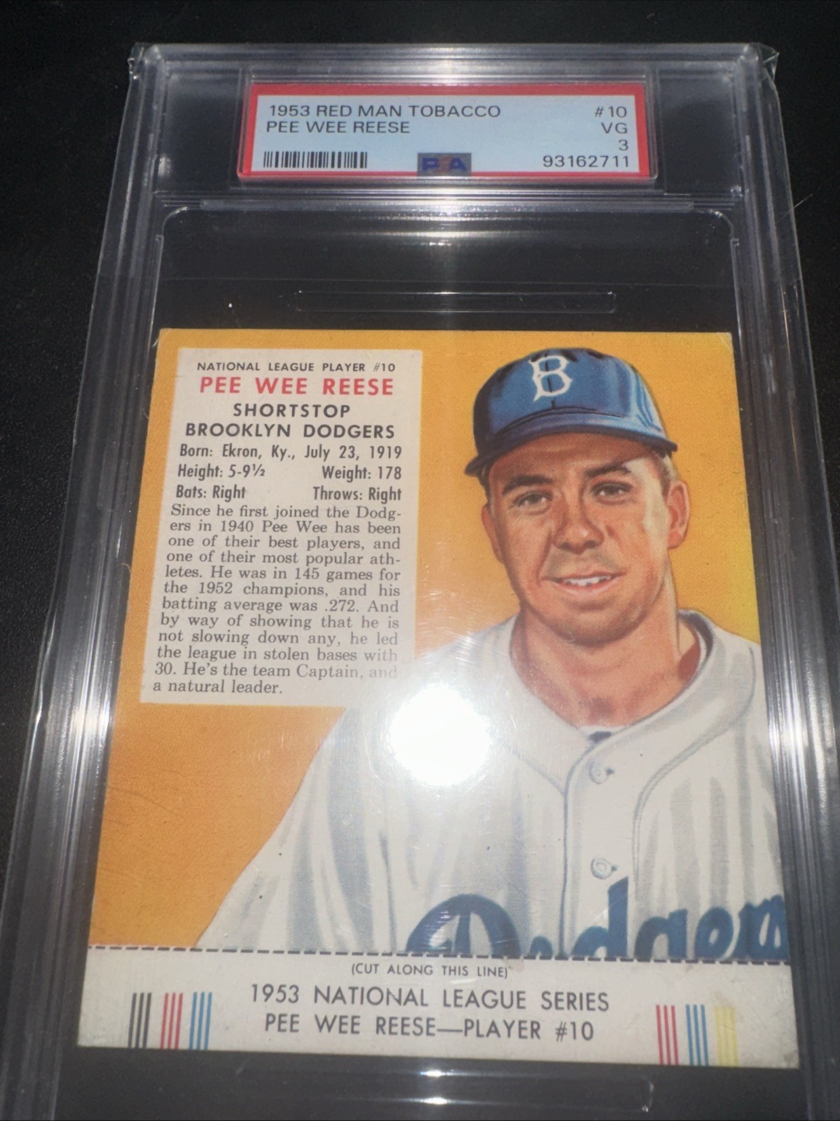 1953 Red Man Pee Wee Reese Cut/ With Tab