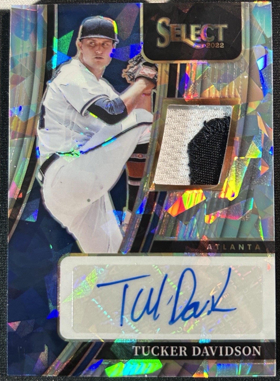 Tucker Davidson 2022 Panini Select Materials PATCH AUTO Cracked Ice SP #/25