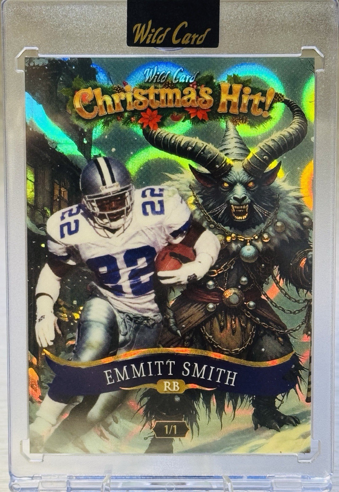 ❄️🏆EMMITT SMITH 2025 Wild Card Christmas Hit! Holo Silver Krampus 1/1 #HOF!🏆❄️