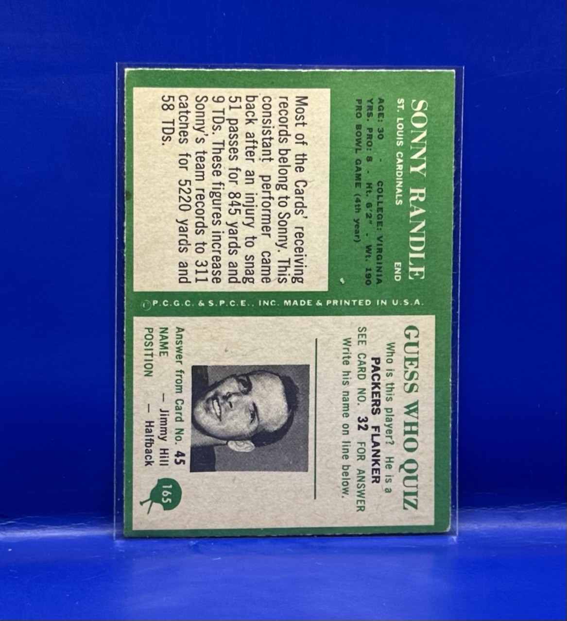 Sonny Randle #165 1966 Philadelphia St. Louis Cardinals Football Card NFL