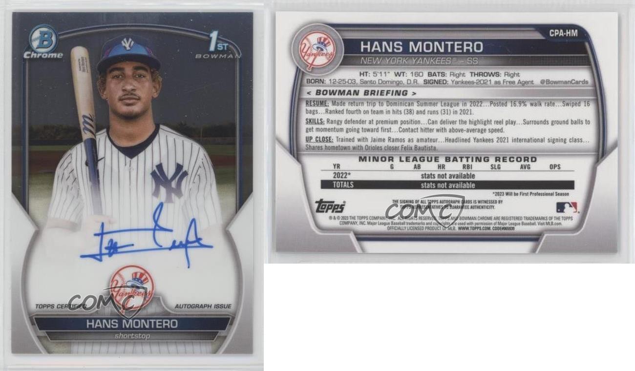 2023 Bowman Chrome Prospect Hans Montero #CPA-HM Auto 14lm