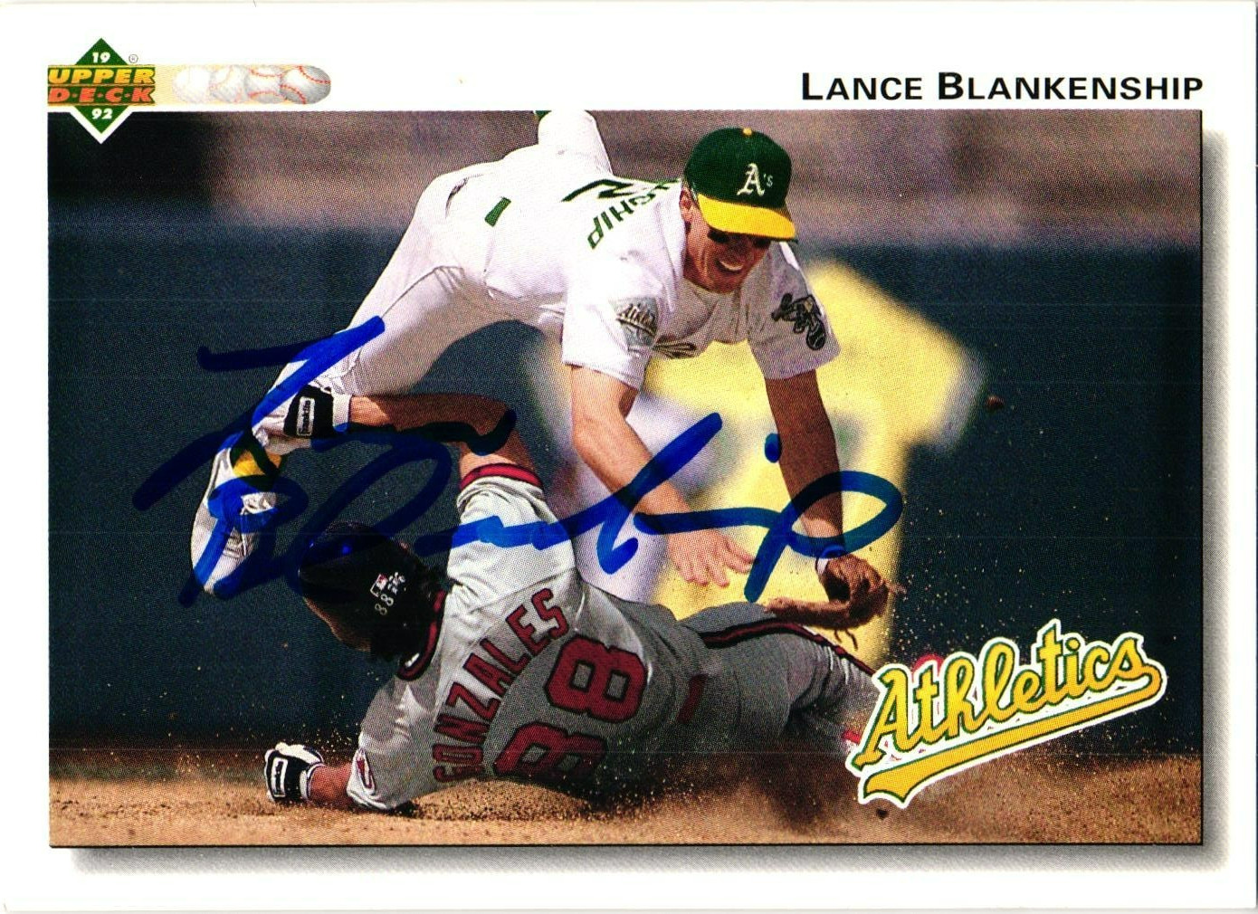 LANCE BLANKENSHIP #749 1992 Upper Deck Signed MLB Baseball Card A’S AUTO