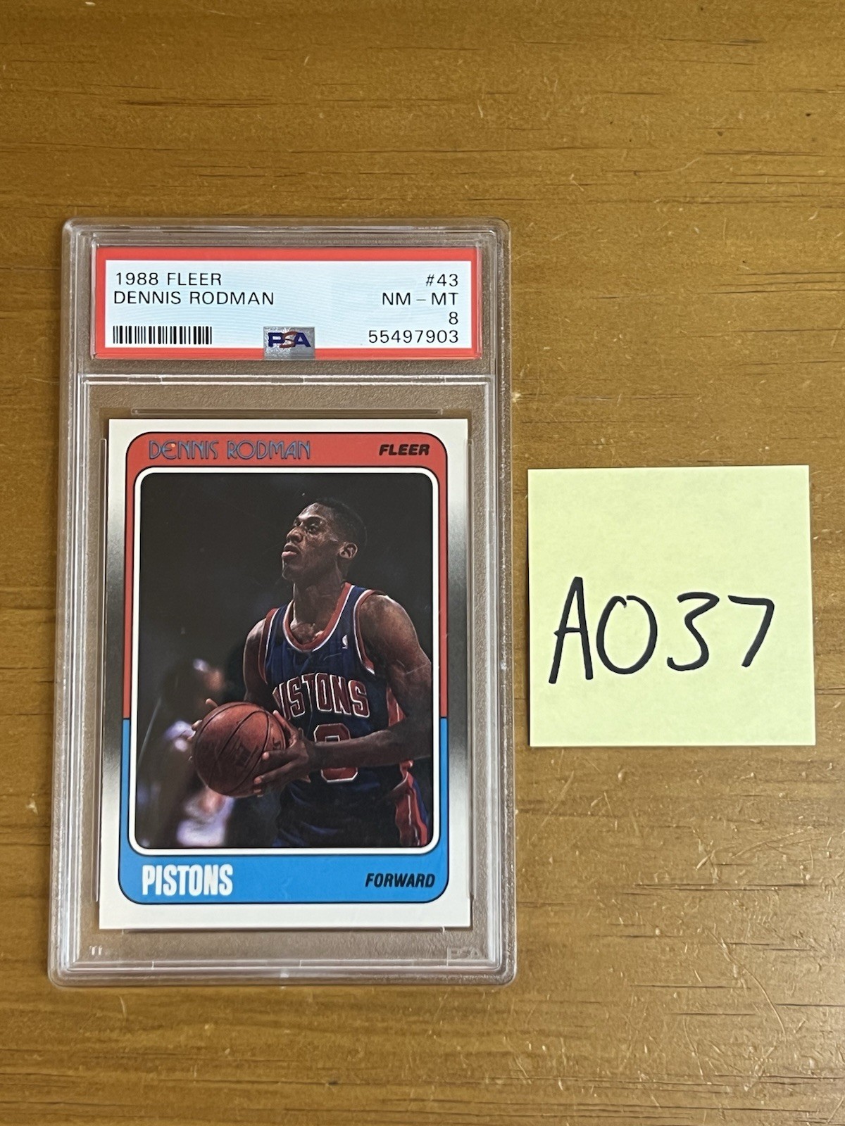 PSA 8 1988-89 Fleer Dennis Rodman #43 RC Detroit Pistons
