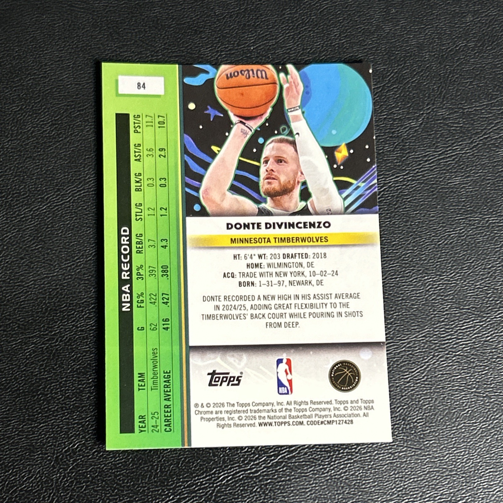 2025-26 Topps Cosmic Chrome Donte Divincenzo Timberwolves