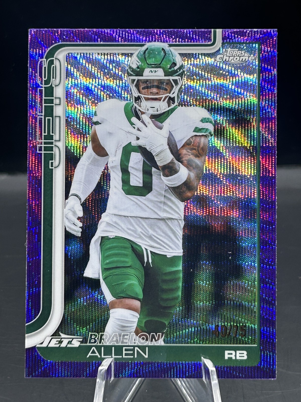 2025 Topps Chrome #240 Braelon Allen Purple Wave Refractor #/75