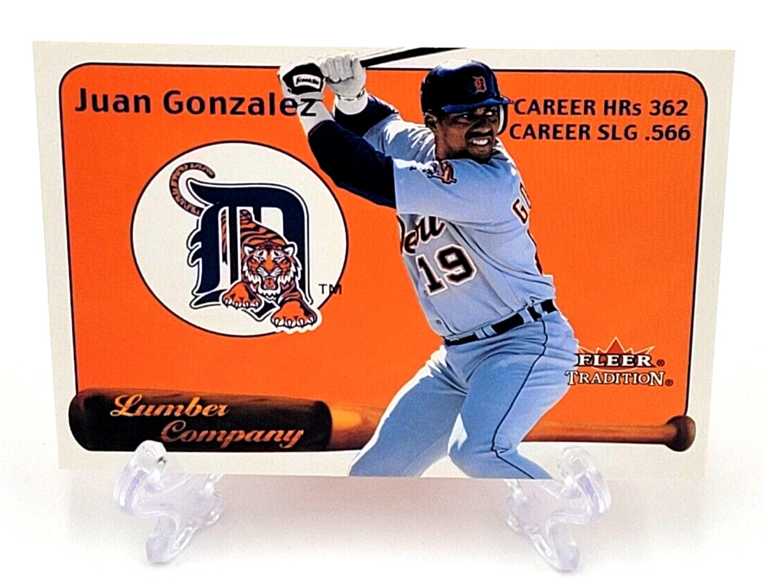 2001 Fleer Tradition Baseball Juan Gonzalez Detroit Tigers Lumber Company 4-LC