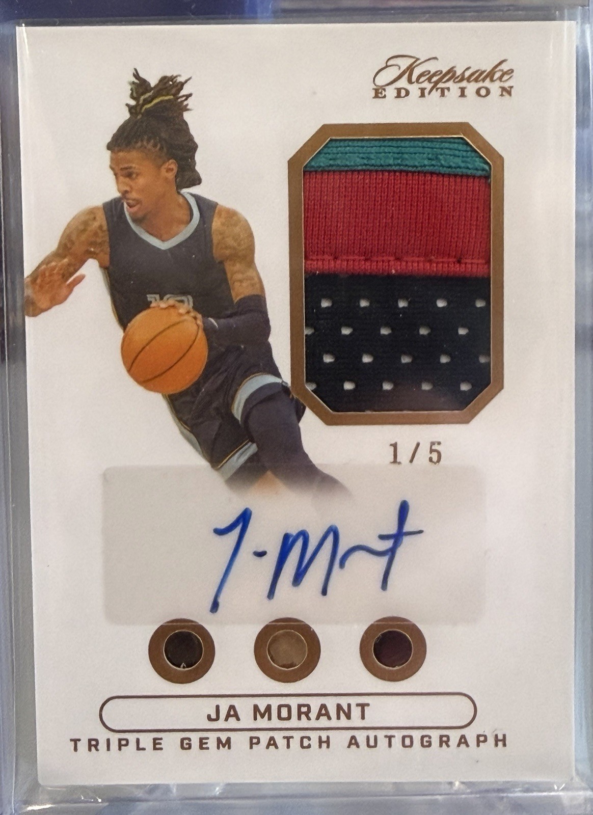 2024 Keepsake Ja Morant Triple Gem Patch Auto 1/5 Autograph #233