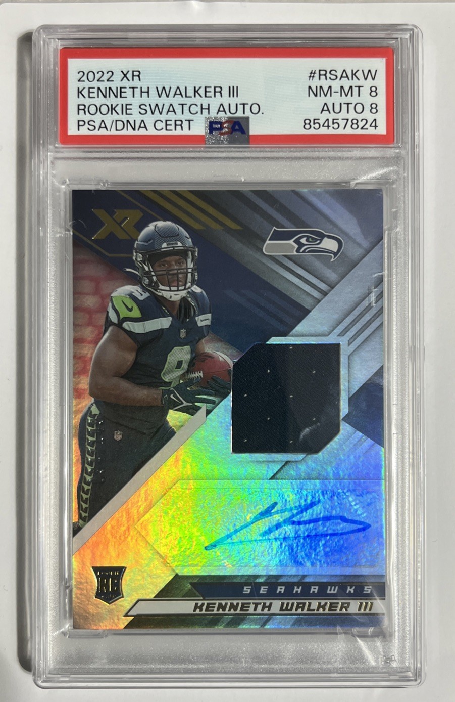 2022 XR #RSA-KW Kenneth Walker III Rookie Patch Autograph /149 RC Auto PS8