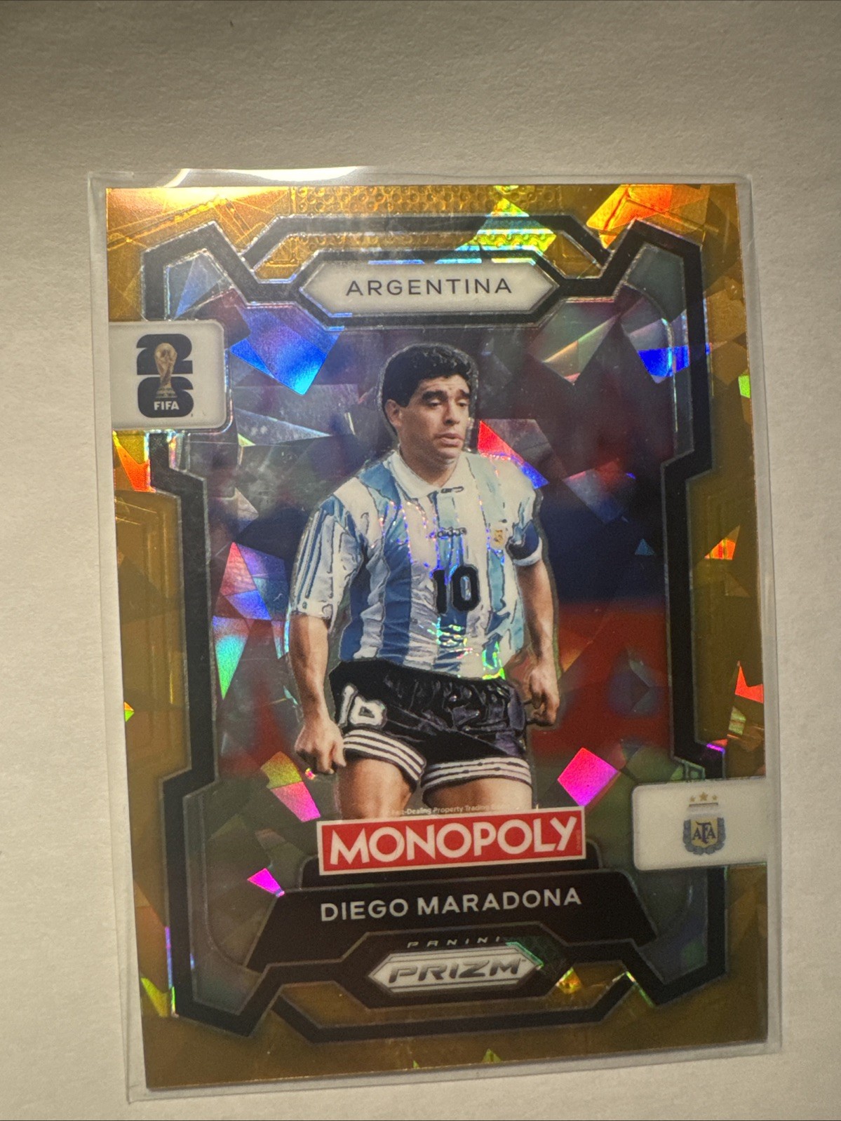 2026 Panini Monopoly Prizm FIFA World Cup Diego Maradona Gold Cracked Ice
