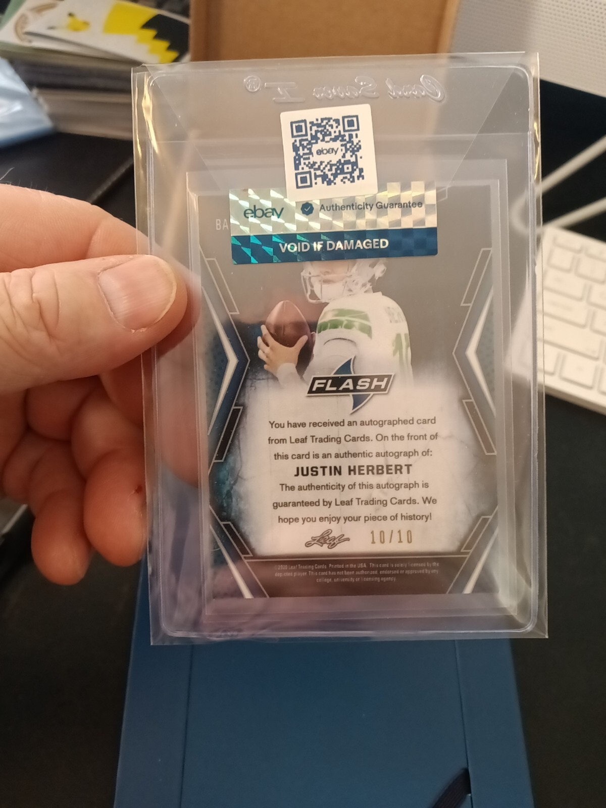 Justin Herbert 2020 Leaf Flash Orange Auto Rookie RC 10/10 SSP Wow See Pictures