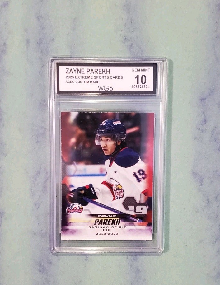 Graded Gem Mint 10 2022-23 Saginaw Spirit rookie ZAYNE PAREKH Calgary Flames