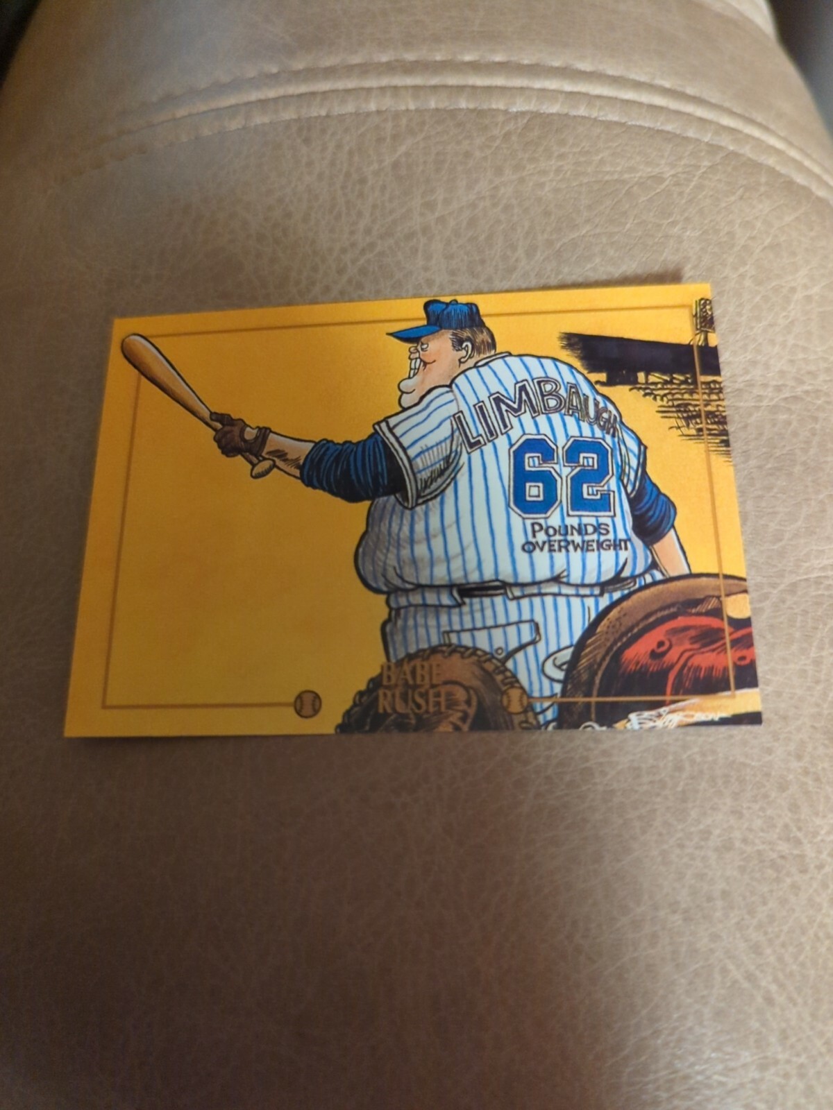 Rush Limbaugh 1993-95 Cardtoons Politics in Baseball #S-8 Babe Rush cartoon