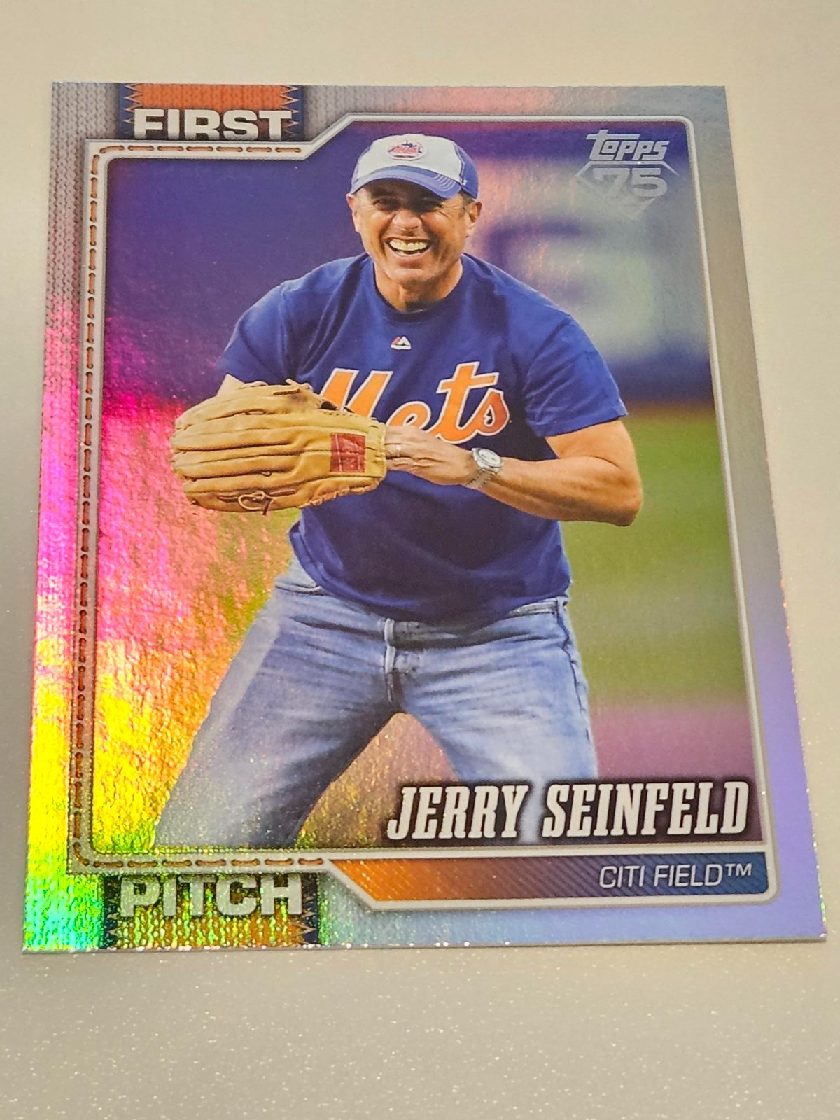 2026 Topps Series 2 Jerry Seinfeld First Pitch FP-10 Rainbow Foil New York Mets