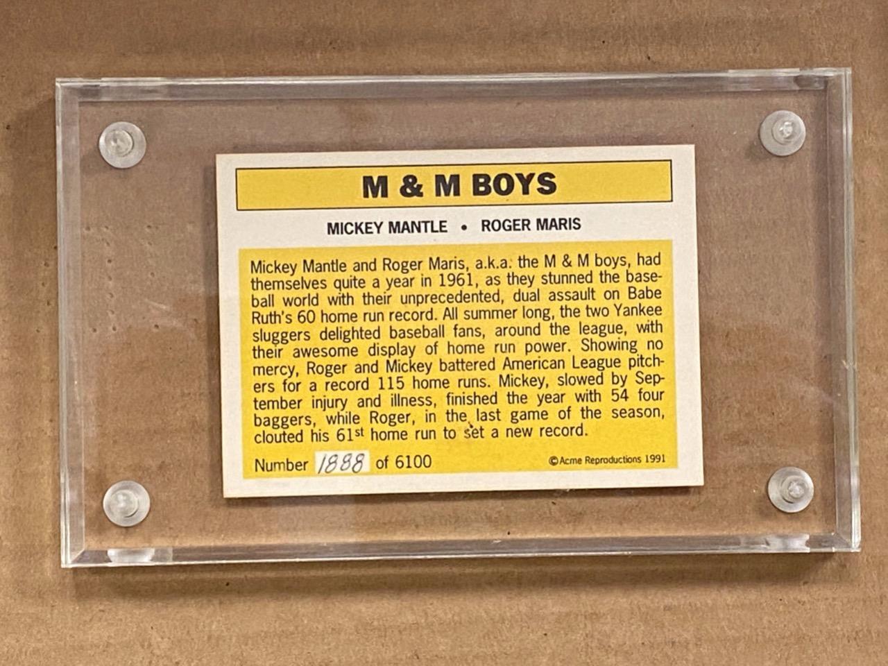 1991 ACME REPRODUCTIONS MICKEY MANTLE/ ROGER MARIS M&M BOYS #/ 6100.