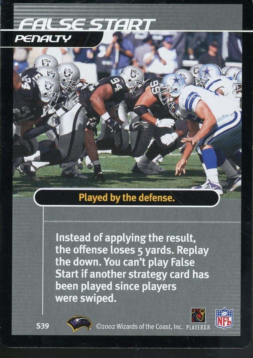 2002 NFL Showdown Penalty False Start RAIDERS/COWBOYS S39