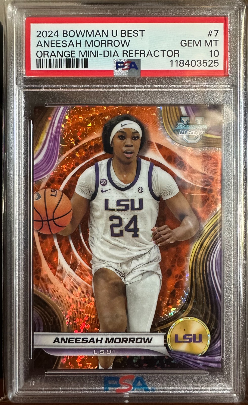 2024 Bowman U Best Orange Mini-Diamond Refractor 01/25 Aneesah Morrow #7 PSA 10