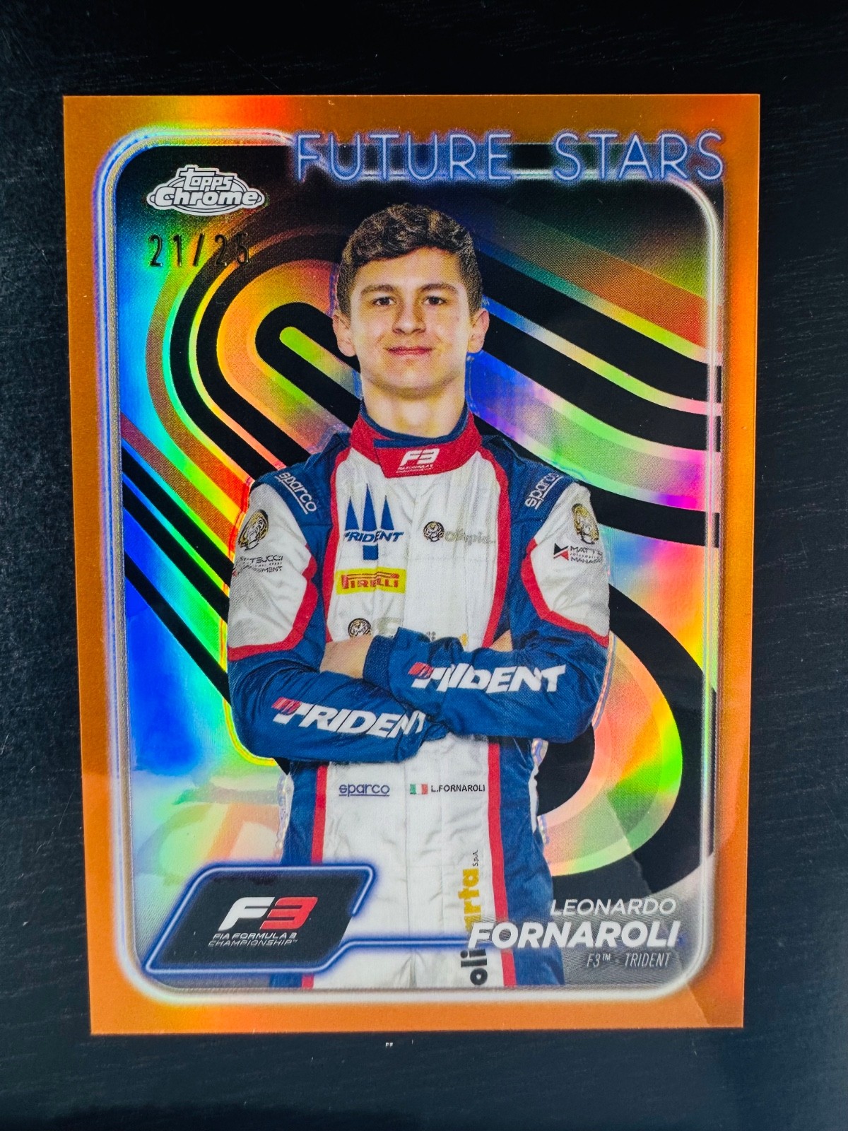 2024 Leonardo Fornaroli Orange Refractor 21/25 Topps Chrome #46 F1 Formula 1
