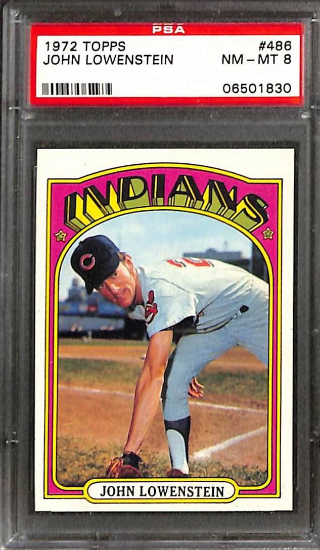 1972 Topps #486 JOHN LOWENSTEIN PSA 8 NM-MT 06501830
