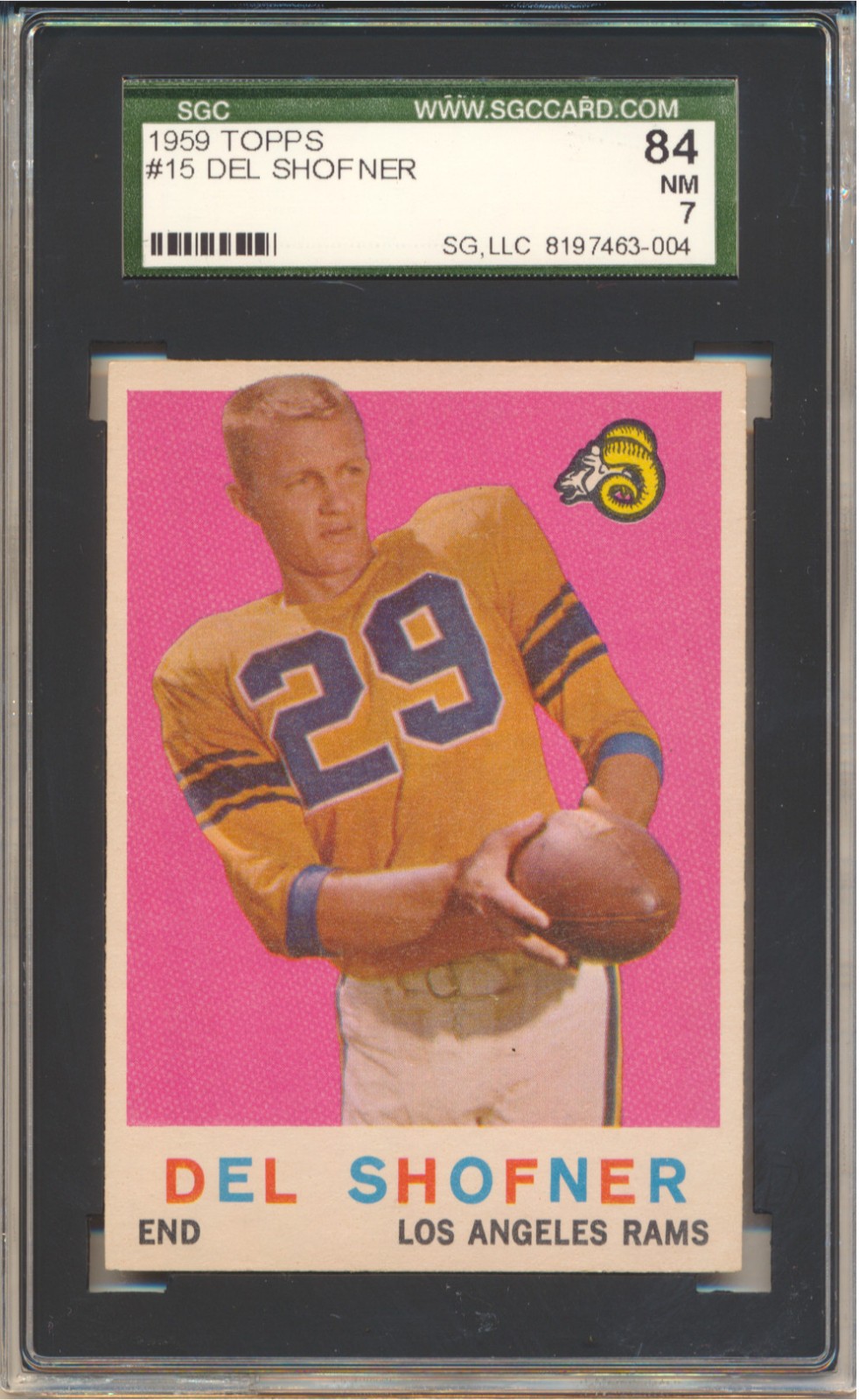 1959 Topps Football Del Shofner (Rookie Card) (#15) SGC7 SGC