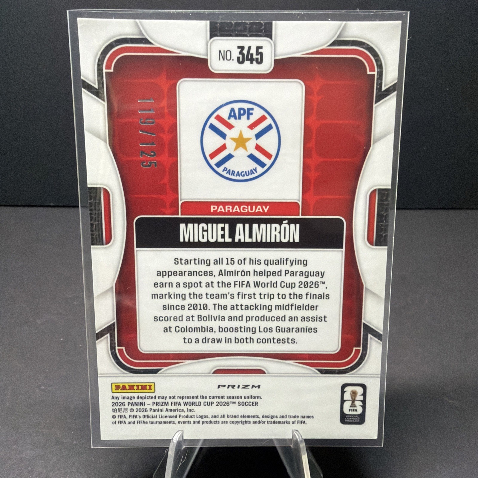 Panini 2026 Prizm FIFA World Cup Miguel Almirón Orange Wave /125 Paraguay #345