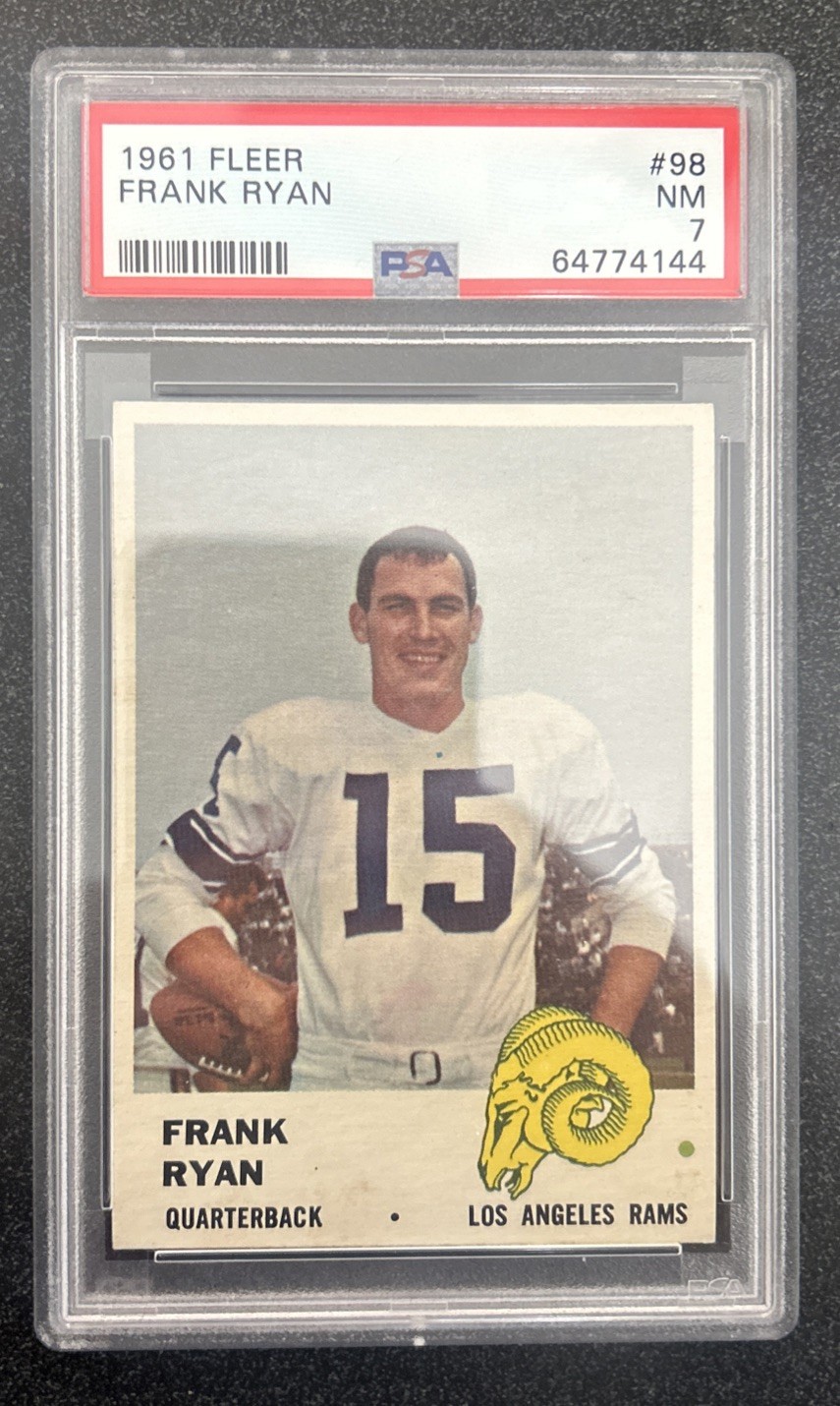 1961 FLEER #98 FRANK RYAN RAMS PSA 7 SET BREAK