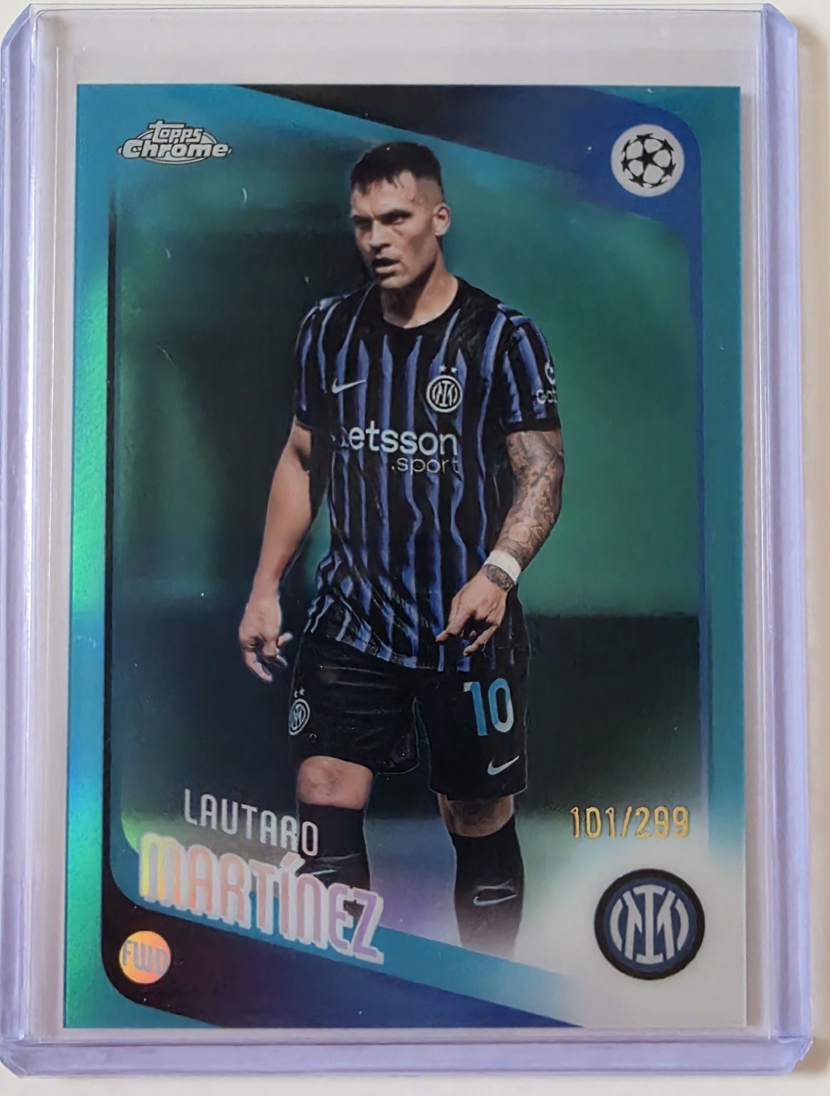 2025-26 Topps Chrome UEFA CC Lautaro Martinez Purple Lava Refractor # /299 Milan