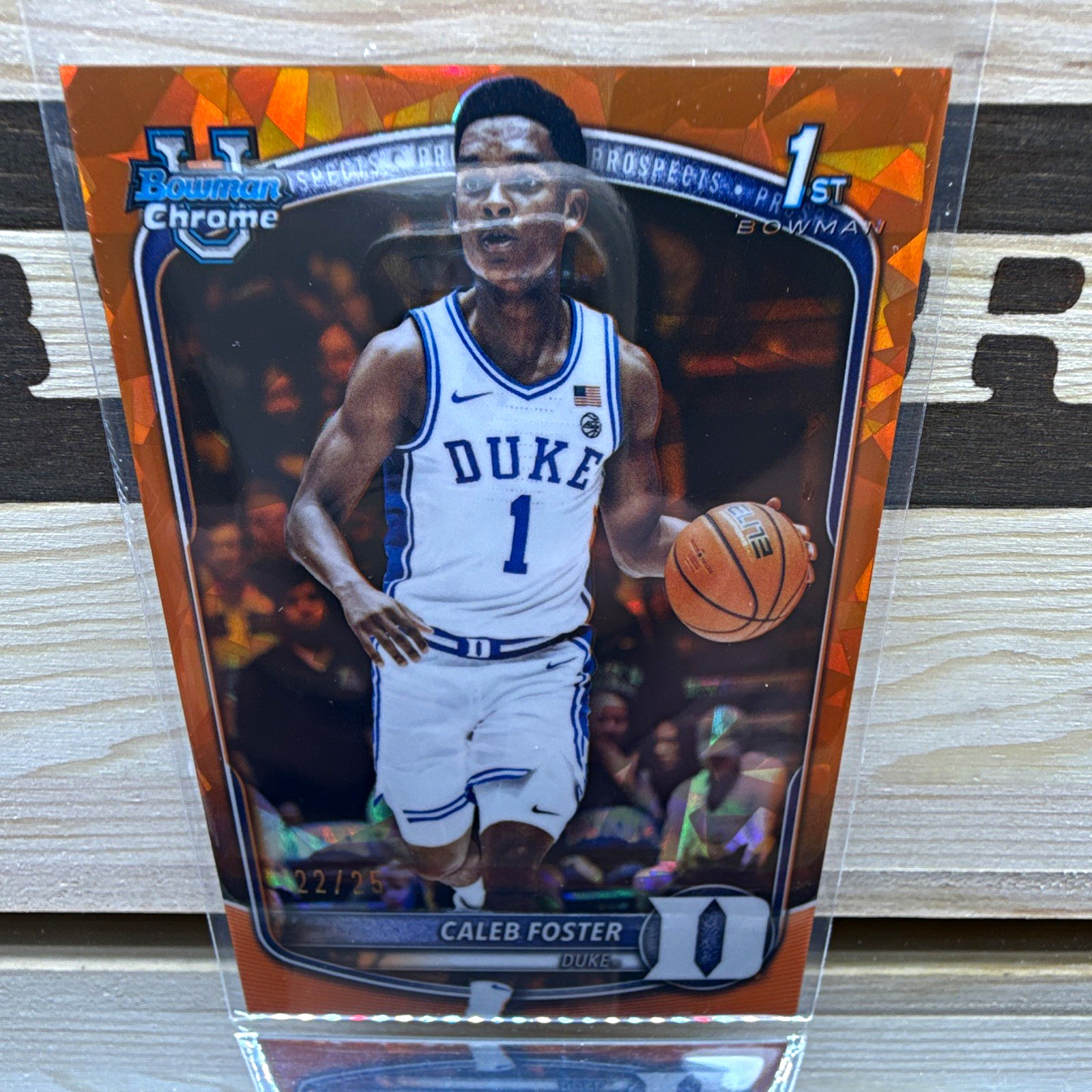 Topps 2025-26 Bowman Sapphire Caleb Foster Orange /25 #BCP-100